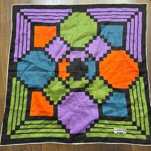 Vintage Lanvin Paris scarf purple orange green and blue. Wild rag